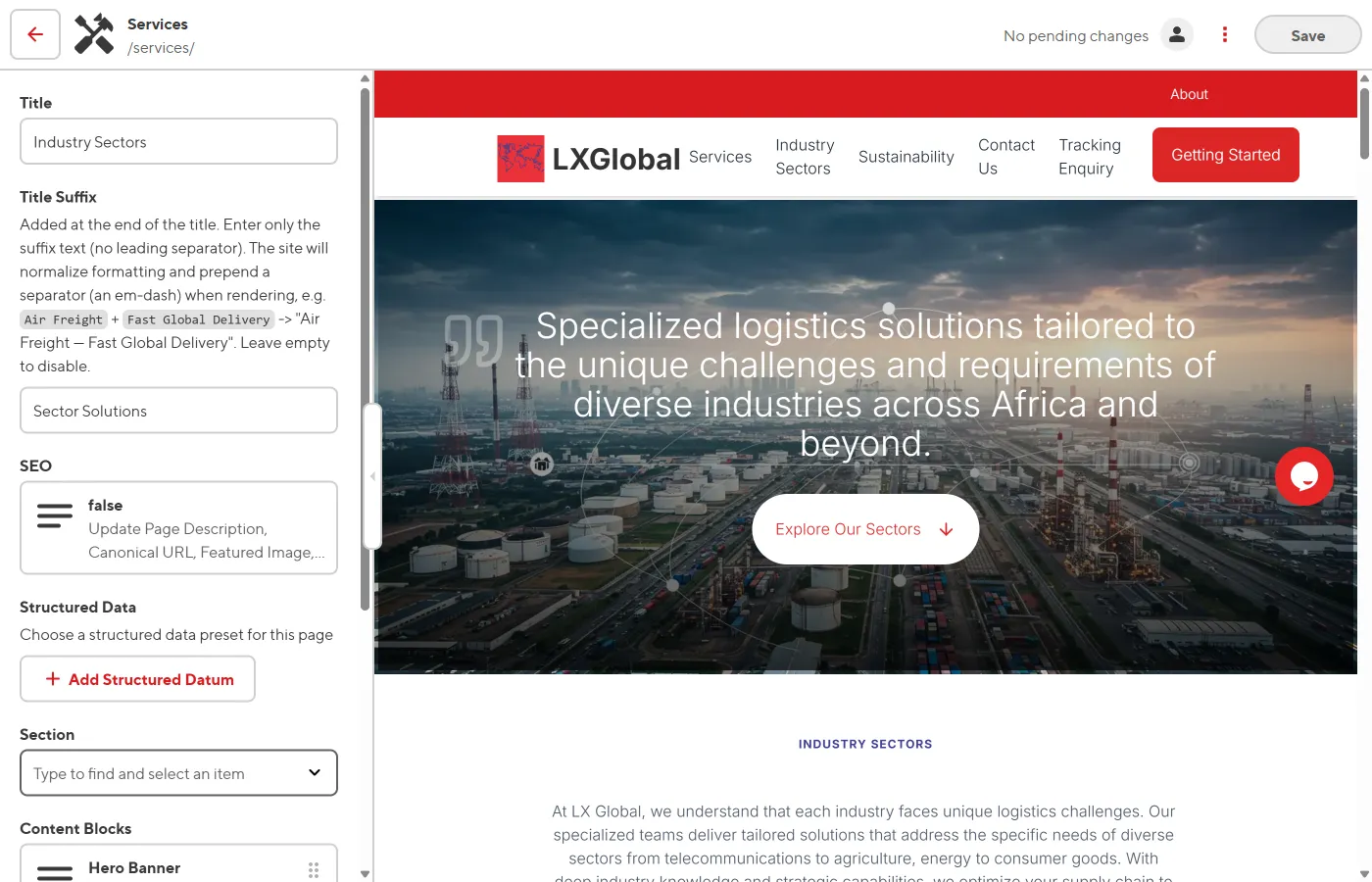 The Cards list expanded in the sidebar for a Media Block Group