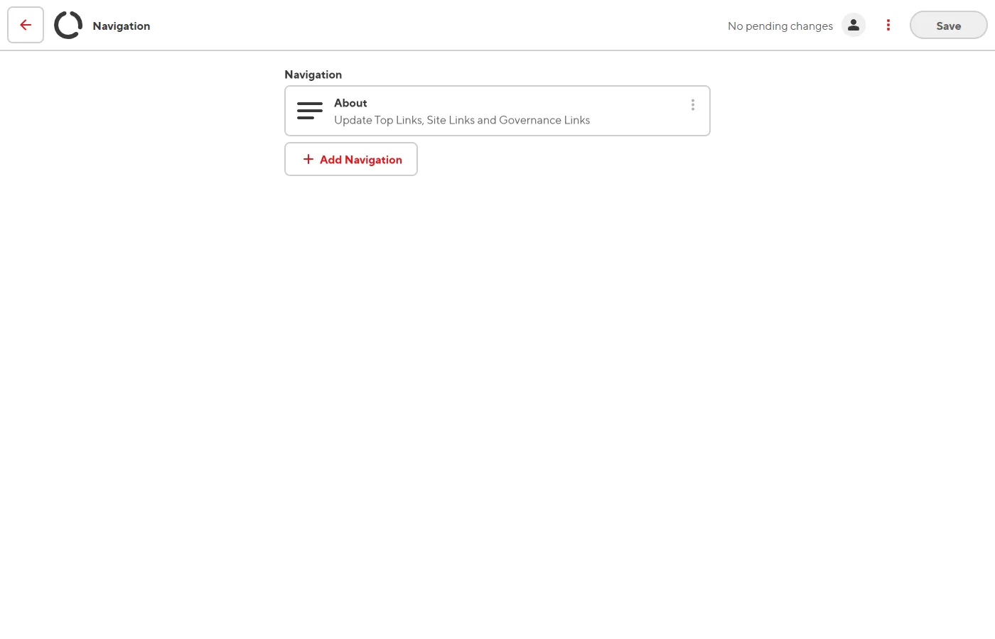 The navigation data editor showing link arrays